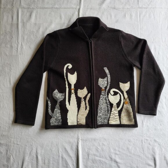 Allison Daley Cat Cardigan, size medium - Picture 1 of 8